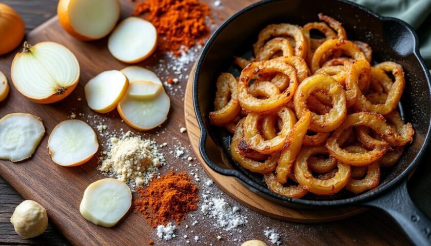découvrez comment préparer facilement des oignons frits croustillants maison avec cette recette simple. parfaits pour accompagner vos plats ou ajouter du croquant à vos burgers et salades !